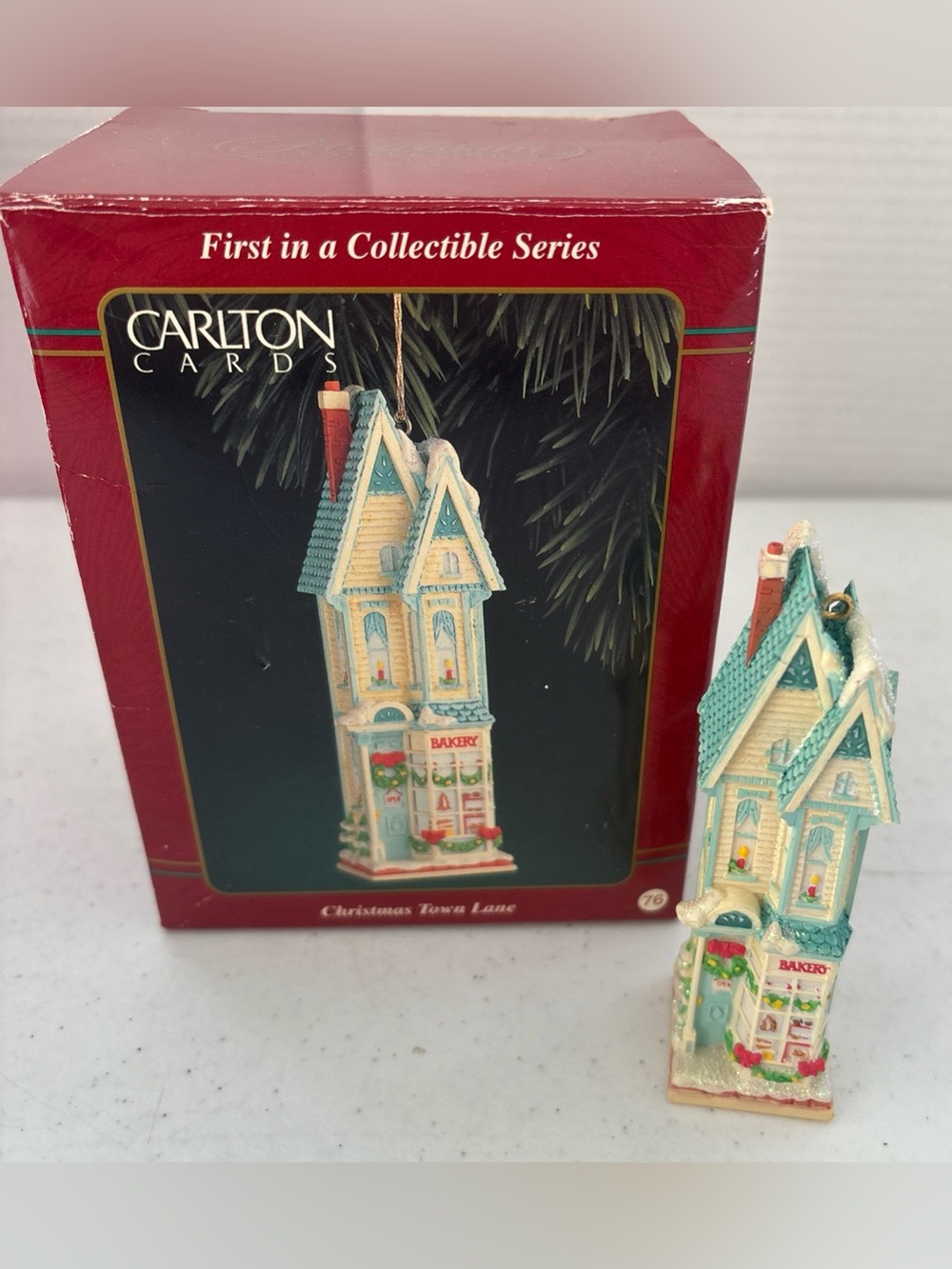 Carlton Cards Teal & Cream Bakery Christmas Ornament